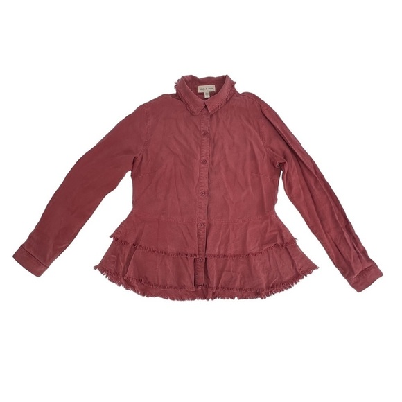 Cloth And Stone Anthropologie Red Peplum Raw Hem Top Size Small Women’s - Picture 1 of 6